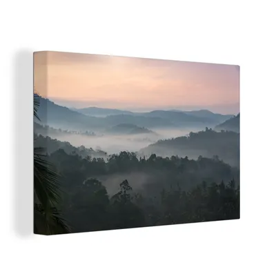 Obrázok produktu pre OneMillionCanvasses® - Maľba na plátne - Obraz na plátne Nástenná maľba na plátne - Les - slnko - hmla - 150x100cm - Fotografia na plátne - maľba na