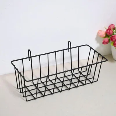 Draht-Wandkorb 23 cm, Wandorganizer, schwarz, für Bad