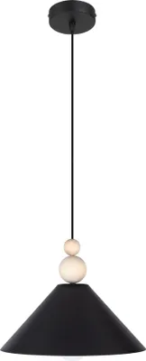 Produktbild von Hängelampe Metall D: 26 cm H: max. 90 cm Schwarz Natur E27 rund Hängeleuchte