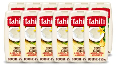 Productafbeelding van 12 x Tahiti Douchegel Kokos & Kokosolie - 250 ml - Voordeelverpakking - 12 stuks
