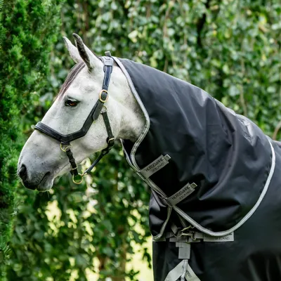 Produktbild von Horseware Amigo 1200D XL Hood 0g - Größe XL - Halsteil - Black/Titanium Grey & Silver