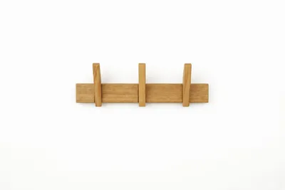 Obrázek produktu pro Masivní nástěnná věšáková skříň z dubového dřeva – ručně vyrobená, přírodně olejovaná, 3 háčky, 42 cm