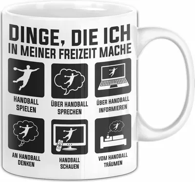 Produktbild von Dinge Die Ich In Meiner Freizeit Mache Handball Tasse Geschenk Handball-Spielergeschenkidee (Weiß)