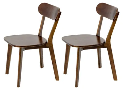Productafbeelding van Eetkamerstoelen van 100% massief hout, set van 2, in mid-century modern stijl, walnoot