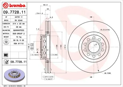 Produktbild von BREMBO Bremsscheiben (2 Stück) Vorderachse 09.7728.11