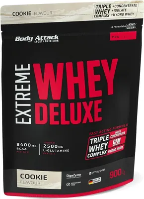 Produktbild von Body Attack 502-337, Pulver, Molkenproteinkonzentrat, Kekse, L-Alanin, L-Arginin, L-Asparaginsäure, L-Cystein, L-Glutaminsäure, L-Glutamin, L-Glycin,..., C, B2, B6, B1, E, B12, 40,5 g
