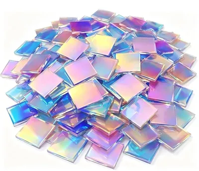 Acryl-Mosaiksteine, 100 Stück, quadratisch, transparent, glitzernd