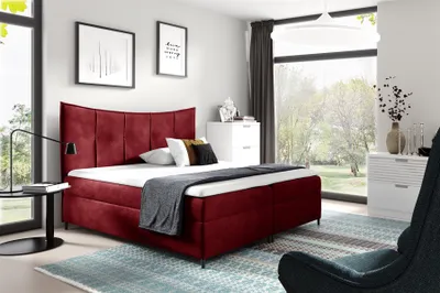 Produktbild von Boxspringbett Schlafzimmerbett FABIEN 180x200cm Rot inkl. Bettkasten
