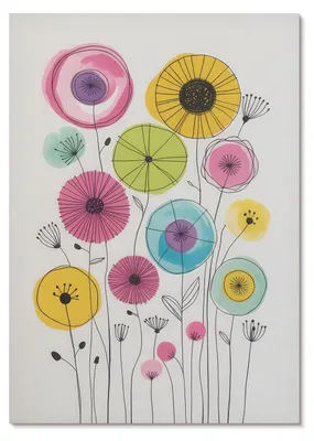 Produktbild von POSTER - 59x84 cm (A1) - Afterform - Bunte Blumen im modernen Stil – Freude -  Wandbild für Wohnzimmer Schlafzimmer & Flur, Modernes Poster Wanddeko, Ungerahmt