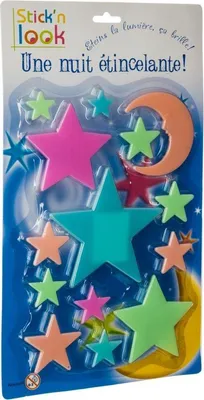 Produktbild von Glow in the Dark - Wandaufkleber - Kinderzimmer - Mond mit Sternen - inkl. Befestigungsaufkleber.