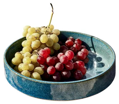 Produktbild von Salatschüssel Darney, Handgefertigt, Moderne Form, Rustikaler Stil, Spülmaschinen- und Mikrowellengeeignet, Geschirr, Sommertisch, Tischaccessoires, Steinzeug, Blau