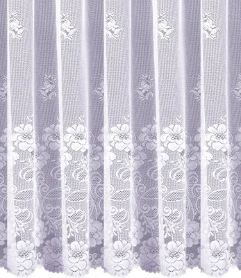 Produktbild von Heimtexland ® Gardinen Store Jacquard Vorhang weiß halbtransparent geblümte Bordüre Kräuselband Typ318 HxB 90 x 450 cm für Fensterbreite 140-180 cm