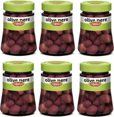 Produktbild von 6x D'Amico Olive Nere in Salamoia Schwarze Oliven in Salzlake 300g