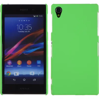 Produktbild von PhoneNatic Case kompatibel mit Sony Xperia Z1 - Hülle grün gummiert Hard-case + 2 Schutzfolien
