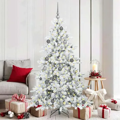 Immagine prodotto di Albero di Natale artificiale pieghevole in stile elegante con 300 LED 180 cm PVC DE5449093