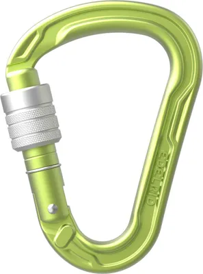HMS Strike Screw Karabiner von Edelrid in leuchtendem Grün mit Schraubverschluss.