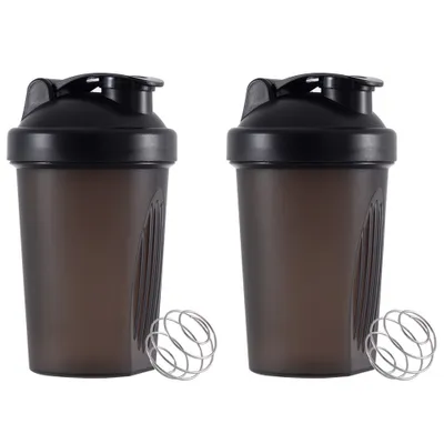 Produktbild von Klassische Shaker-Flasche mit Schlaufenverschluss, Protein-Shaker-Becher mit Rührkugel, Multifunktions-Wasserflasche(Schwarz)