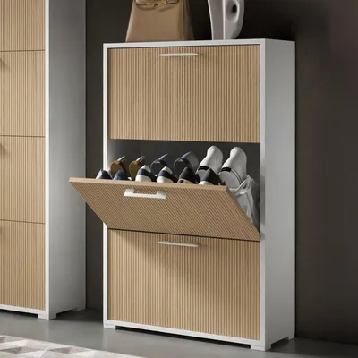 Produktbild von Dmora Schuhschrank Entellina 67x28x112 cm Weiß, 1 Regal, 18 Paar