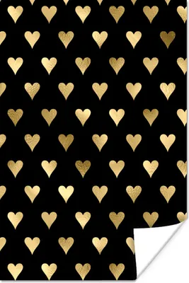 Produktbild von MuchoWow® Poster Muster - Herz - Gold 40x60 cm - Plakate für die Wand - Poster Babyzimmer