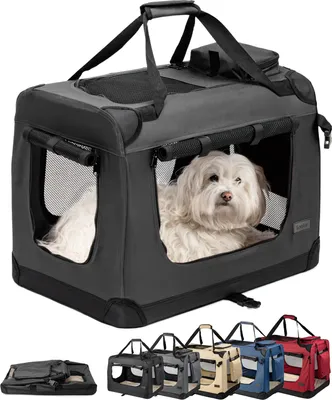 Produktbild von lionto Hundetransportbox faltbar Reise Auto faltbare Transportbox 60x42x44 cm robust