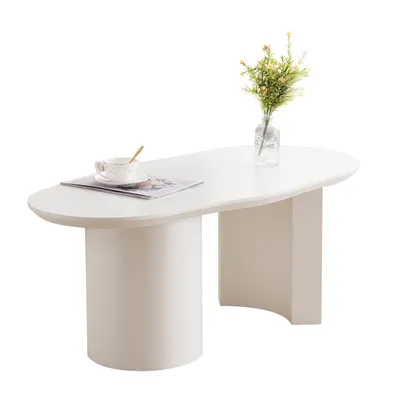 Obrázek produktu pro Robustní a odolný nepravidelný konferenční stolek - vysoce kvalitní MDF, lakovaný povrch, jemný pocit, elegantně zakřivená deska stolu