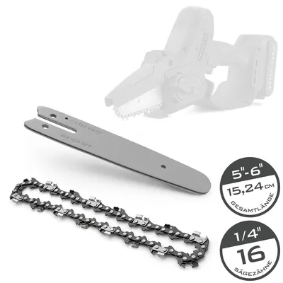 Produktbild von STAHLWERK Ersatzschwert und Sägekette Set 6 Zoll Akku Kettensäge Akku Astsäge