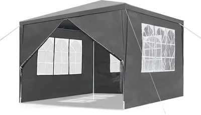 Produktbild von UISEBRT 3x3m namiot imprezowy pawilon wodoodporny stabilny pawilon ogrodowy anty-UV z panelami bocznymi i dużymi oknami namiot ogrodowy namiot na przyjęcie w ogrodzie antracytowy