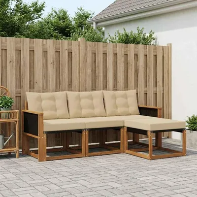 Produktbild von Möbel Outdoor-Sofagarnitur mit Kissen 4 pcs Natur und BeigeGartensofas - Gartensofas c539