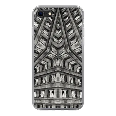 Produktbild von MuchoWow® Handyhülle Schutzhülle Hülle für iPhone SE 2022 Kunst - Schwarz - Weiß - Psychedelisch Silikon Softcase Handy Hülle - Schutzhülle