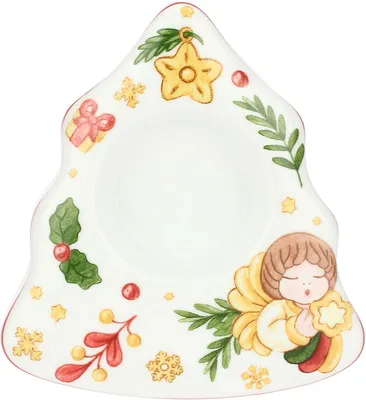 Productafbeelding van Theelichthouder boom van porselein, 13,5 x 12 cm, hoogte 4,5 cm, collectie kerstverrassingen
