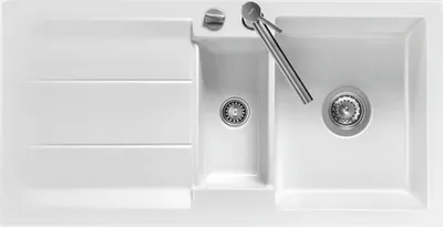 Produktbild von Spüle KeraDomo GENEA 100 F in GRÖNLAND mit Excenterbedienung / Einbauspüle / Flächenbündig