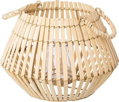 Produktbild von Windlicht - H 20 cm - Beige - Bambus - mit Glaseinsatz