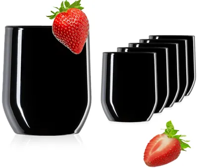 Produktbild von PLATINUX Schwarze Elegante Trinkgläser 300ml (max. 330ml) aus Glas Set 6 Teilig Wassergläser Saftgläser Whiskeygläser