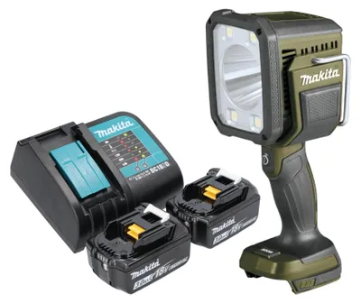 Image de Makita DML 812 SF Projecteur portatif sans fil 18 V 1250 lm LED Olive Grn Outdoor Adventure Edition spéciale + 2x batterie 3,0 Ah + chargeur
