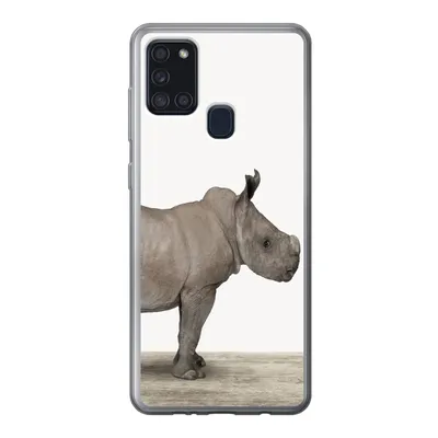 Produktbild von MuchoWow® Handyhülle Schutzhülle Hülle für Samsung Galaxy A21s Rhinozeros - Tiere - Jungen - Mädchen Silikon Softcase Handy Hülle - Hartschale