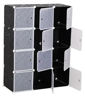 Immagine prodotto di Armadio modulare con 8 scomparti | Colore: nero e bianco | Dimensioni: 111x47x145 cm