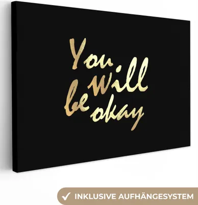 Produktbild von OneMillionCanvasses® - Leinwandbilder - 140x90 cm, Zitat - Motivation - Gold - Schwarz, Wandbilder Kunstdruck Wanddekoration