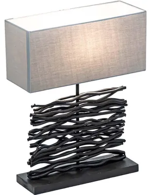 Produktbild von Tischleuchte, Holz, Stoffschirm, grau, schwarz, H 50 cm