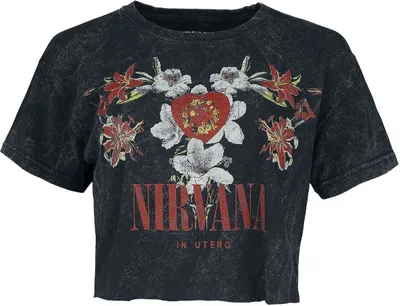 Produktbild von Nirvana T-Shirt Damen Flowers charcoal Band-Merch, Bands 100% Baumwolle L