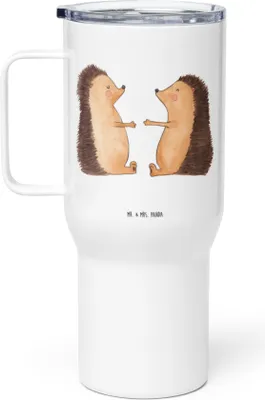 Produktbild von Mr. & Mrs. Panda Thermobecher Igel Liebe - Weiß - Geschenk, Freundin, Hochzeitstag, Kaffee-to-go-Becher, Hochzeit, thermosbecher, Thermos-Becher, Teetasse