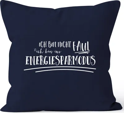 Produktbild von Kissenbezug Spruch Ich bin nicht faul, ich bin im Energiesparmodus Moonworks® navy unisize