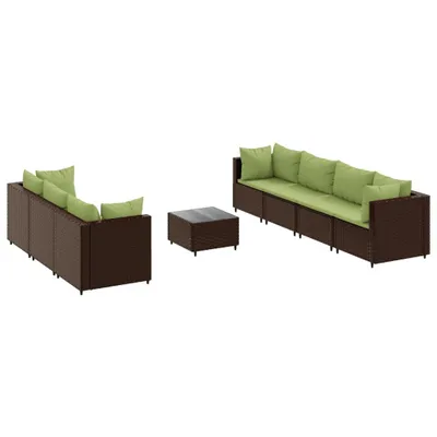 Produktbild von 8-tlg. Garten-Lounge-Set mit Kissen Braun Poly Rattan