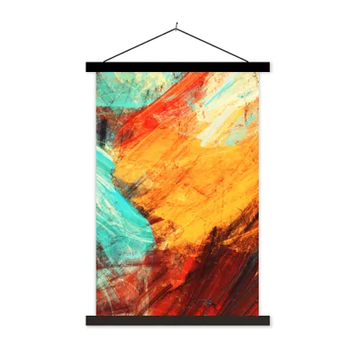 Produktbild von MuchoWow® Textilposter Gemälde - Abstrakt - Öl 60x90 cm mit schwarzem Rahmen - Poster Wohnzimmer