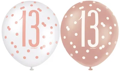 Produktbild von 6 Luftballons roségold Zahl 13