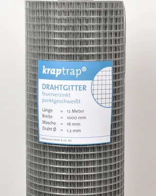 Produktbild von KrapTrap® Volierendraht Drahtgitter I Käfigdraht Schweißgitter I 16x16mm 1 x 12m I 1,2mm stark Drahtzaun Maschendraht