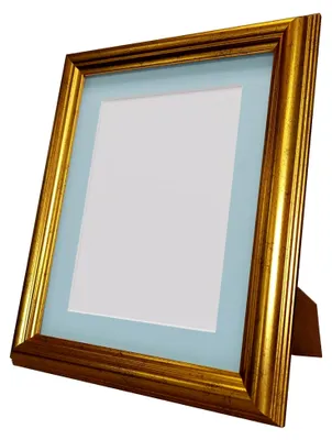 Produktbild von Goldrahmen 48 mit hellblau-grauem Passepartout, Kunststoff, 76,2 x 50,8 cm, Bildgröße A2