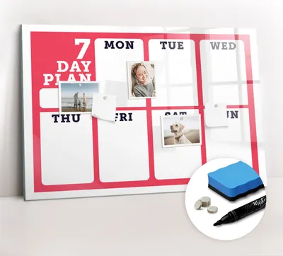 Produktbild von Magnetpinnwand Memoboard - Zubehörsatz - Schwarzer Marker + Schwamm + Magnete - 90 x 60 cm - Wochenplaner