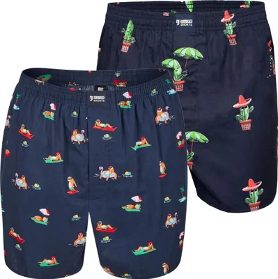 Produktbild von 2er Pack HAPPY SHORTS X Herren Boxershorts Shorts Boxer mit Suspens Faultier Kaktus