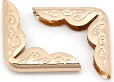 Imagen del producto de 4 protectores de esquina, de 30 x 21 x 5 mm, hechos de haya, color rosa dorado con adornos
