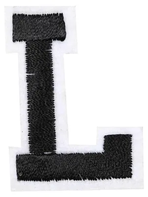 Produktbild von 1 Buchstaben Aufbügler, 15-43x45mm, Applikation, Aufnäher, schwarz, Buchstaben & Zeichen:L